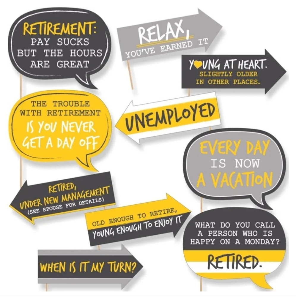 Funny Retirement - Party Photo Booth Props Kit - 10 Piece
